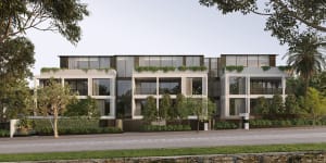 A render of the proposed four-story apartment building on Wattletree Road in Malvern East.