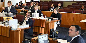 CPB Contractors general manager,Vince Sanfilippo (right) is seen during the Commission of Inquiry into the CFMEU and Misconduct in the Construction Industry.