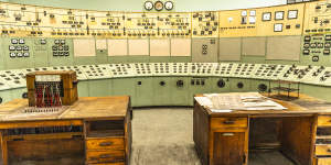 The interior of the power house control room.
