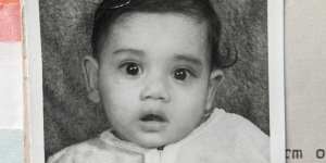 Journalist Latika Bourke,eight months old,in a photo taken for her adoption and travel papers.
