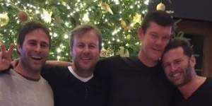 Close knit:Gonzalo Pieres,Ben Tilley,James Packer and Karl Stefanovic in Aspen when Packer was dating Mariah Carey.