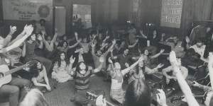 A meeting of the Children of God in Canada in 1972.