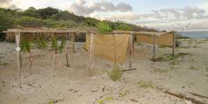 Shade shelters on Milman Island created by Koala and the WWF. 