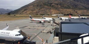 On the ground in Queenstown,New Zealand,with The Remarkables Range in the background.