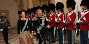 Denmark’s Crown Prince Frederik and Crown Princess Mary arrive to the traditional New Year’s fete at Christiansborg Castle in Copenhagen,Denmark.