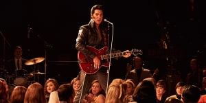 Austin Butler in a scene from Elvis. 