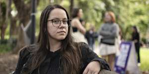 Cherish Kuehlmann attended a rally in Sydney on Wednesday hosted by the Greens and the National Union of Students to protest the indexation of student loans. 