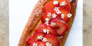 Strawberries and a fresh pastry from Bageriet Benji.