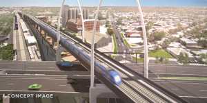 Ministers Jacinta Allan and Paul Fletcher unveiled the first images of the new rail bridge to form part of the Melbourne Airport Rail project. 