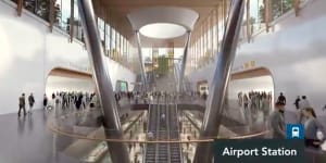 A 2019 sketch of Melbourne Airport’s proposal for an underground station. 