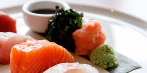 Sashimi of tuna,snapper,king fish and salmon. 