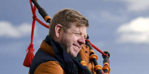 Skirl’s back as lone piper of Loch Down returns to his St Kilda rooftop