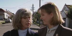 Cecily Polson and the late Penny Cook (nurse Martha O’Dare and Dr Elly Fielding) on location in E Street.