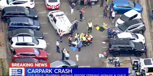 Woman pinned under car wheel outside Sydney primary school