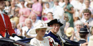 The then Prince And Princess Of Wales taking part In The Garter Ceremony at Windsor Castle,June 1992.