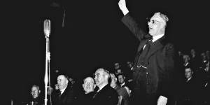 Then prime minister John Curtin at a rally in 1942. 