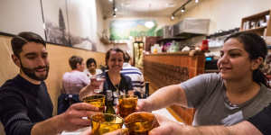 Teta Mona in Brunswick East allows diners to bring their own beer or wine to drink with their Lebanese banquets.