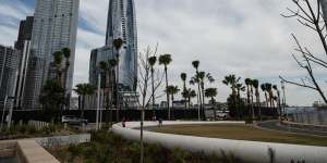 A new park surrounding the Barangaroo station will open to the public on Monday.