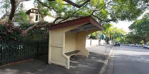 The Hunters Hill bus stop where Terrence John Leary stabbed and tried to rape a woman.