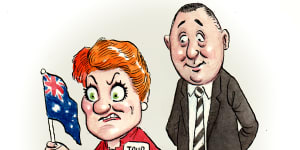 Pauline Hanson shows Clive Palmer’s man around the Canberra bubble