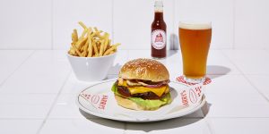 Hotel Harry’s burger range costs $10 with chips.