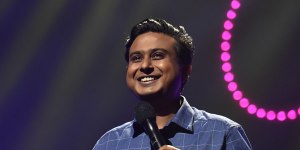 Anirban Dasgupta performs during his gala set at the Melbourne Comedy Festival.