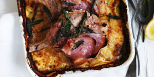Saltimbocca-style pork cutlets.