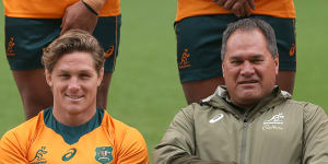 Michael Hooper and Dave Rennie in Auckland. 