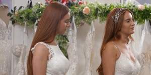 Twins Caitlin and Kristen want the same style of wedding dress and are unhappy when stylist Gok Wan presents a different option on Say Yes To The Dress:Lancashire.