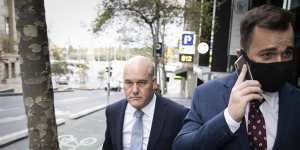 Xavier Walsh leaving the Crown royal commission in Melbourne on Monday.