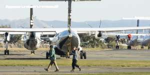 Dion Reynolds and Jessica O'Connor at Nelson Airport.