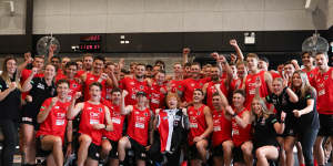 Ed Sheeran visits St Kilda Football Club on Tuesday.