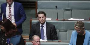 Liberal MP Andrew Hastie during Question Time at Parliament House in Canberra.