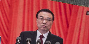Chinese Premier Li Keqiang speaks at the National People’s Congress on Saturday. 