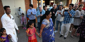 Kopika,Priya,Tharnicaa and Nades Nadesalingham arrive at the Flourish festival in Biloela on Saturday.