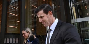 Ben Roberts-Smith leaves the Federal Court in Sydney on Thursday.