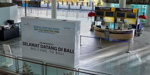 The international airport in Denpasar remains empty despite Bali’s official re-opening.