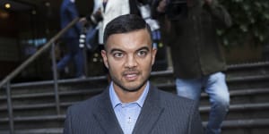Guy Sebastian leaves Downing Centre District Court in Sydney last month.