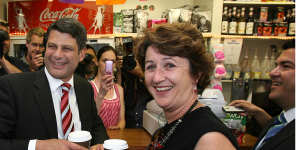 November 2006:Then premier Steve Bracks and wife Terri enjoy coffee at Dandenong Markets.