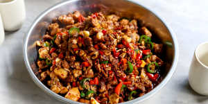 Deep-fried chicken with dried chilli at Spice Paradise.