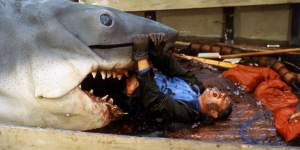 Actor Robert Shaw on the set of ‘Jaws’.