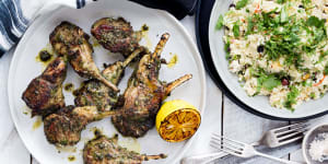 Moroccan-style cous cous served with lamb chops.