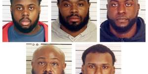 The five officers charged. From top row from left,Tadarrius Bean,Demetrius Haley,Emmitt Martin III,bottom row from left,Desmond Mills,jnr and Justin Smith.