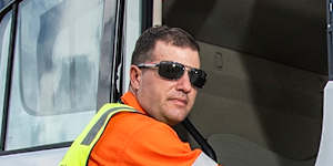 Driving an electric prime mover between Sydney and Canberra is like driving a limo says driver George Eleftheriou.