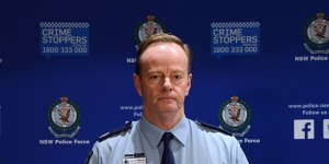 NSW Police Assistant Commissioner Peter Cotter during Friday’s press conference.