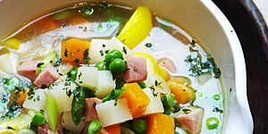 Food. Luke Mangan's quick ham and vegetable soup. SHD SUNDAY LIFE Picture by VANESSA LEVIS SLIFE120708