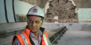 Transport Minister Andrew Constance in the tunnels for the new station on Friday.