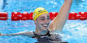 Meg Harris wins gold in the women’s 50m freestyle at the world swimming championships.