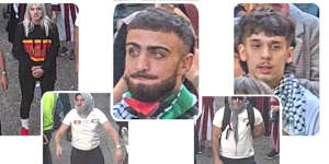 NSW Police have released photographs of five people they say could have information about an alleged assault during a pro-Palestine rally at the Opera House on October 9.
