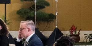 Anthony Albanese,right,at a bilateral meeting with Xi Jinping. 